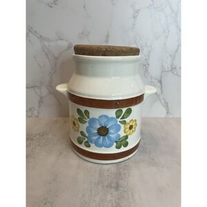 Vintage FTD Flower Decanter With Cork Lid Handmade In Portugal 6" tall